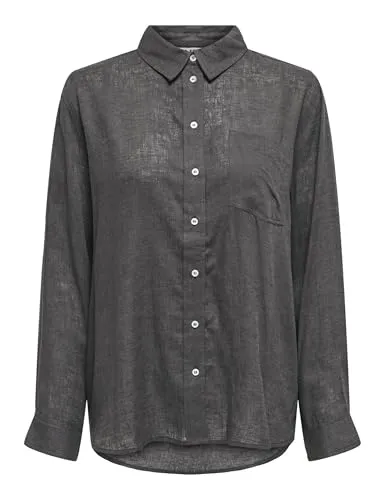 ONLY Damen Onltokyo L/S Linen Blend Shirt PNT Noos - Blusen & Tuniken für Damen: Luftiges Leinen-Viskose Hemd mit entspannter Passform, ideal für sonnige Tage und perfekt für den Lagenlook.