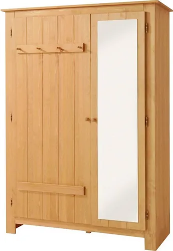Home affaire Garderobenschrank Bertram aus Kiefernholz mit Spiegeltür - Drohnen - Robuster Garderobenschrank aus massivem Kiefernholz, ideal für eine stilvolle und praktische Aufbewahrung mit einer eleganten Spiegeltür.