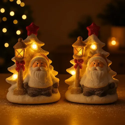 Leuchtende Weihnachtsmann Figur - LED Tischdeko für die Adventszeit - Moderne Weihnachtsdekoration in Form eines warmweiß beleuchteten Weihnachtsmanns. Ideal für stimmungsvolle Akzente in jedem Raum, freistehend und mit Schalter für einfache Handhabung.