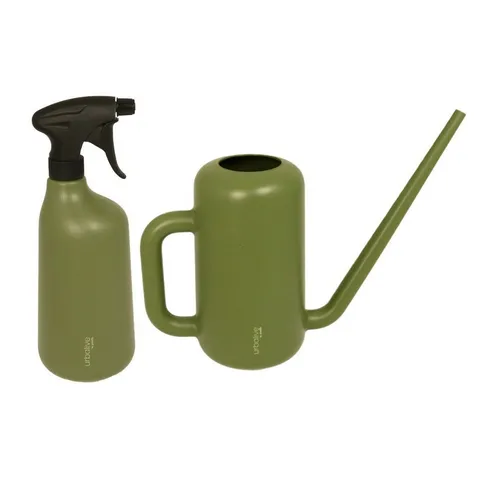 Heimwerkercenter Übertopf MePla - Set Gießkanne Pilea 1,8L + Sprüher 1,0L - grün, Kunstoff