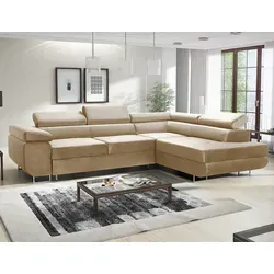 MODERNO Ecksofa AVESTA mit Schlaffunktion – Beige, Breite Rechts