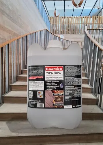 Cleanprince WPC/BPC Imprägnierung 10 Liter - Schutz für Terrassen und Böden - Wasserbasierte Imprägnierung für Kunststoffverbundwerkstoffe. Schützt effektiv vor Flecken und Schmutz, ideal für Innen- und Außenanwendungen. Ergiebig und frostbeständig, mit geprüfter Qualität.