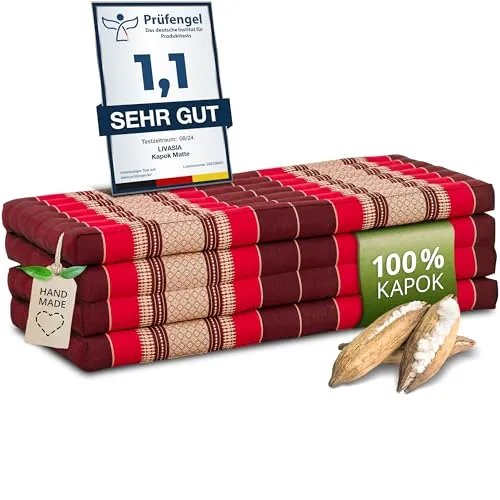 livasia Nachhaltige Klappmatratze aus Kapok in rot von livasia