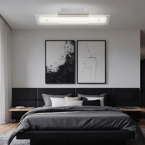 Stilvolle Deckenleuchte mit LED 590Lm, 3000K - Moderne Deckenleuchte aus Metall und Glas, ideal für Wohnzimmer, Schlafzimmer oder Flur. Mit 590 Lumen und einer Lebensdauer von 20.000 Stunden sorgt sie für warmes Licht und energieeffiziente Beleuchtung.