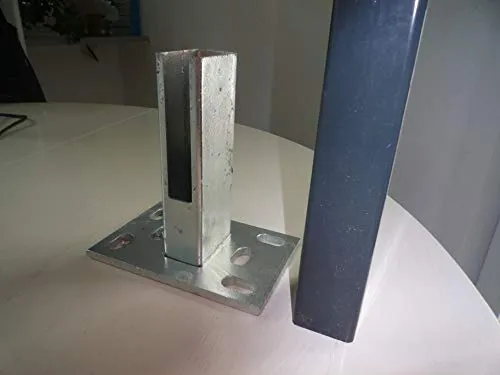 Pfostenadapter 40x60mm Fußplatte Bodenplatte Pfostenschuh Zaunfuß für Pfosten zum Doppelstabmattenzaun Doppelstabmatten Zaun