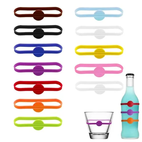 jatimdotin Glasmarkierer,12 Stück Glas Markierung Trinkgläser, Wein Marker, Glasmarker Silikon, Weinglasmarkierer für Weinglas Tassen Trinkglas Cocktailglas