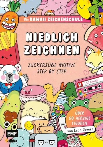 Die Kawaii-Zeichenschule – Niedlich zeichnen: Zuckersüße Motive Step by Step | Über 60 herzige Figuren | Mit lustigen Übungen, Ausmalseiten und jeder Menge Tipps und Tricks