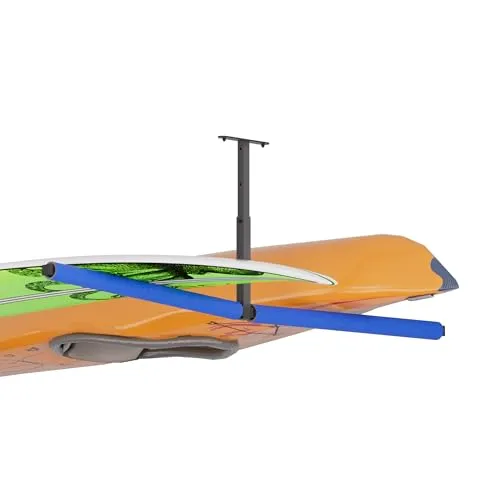 Hängeregal Deckenhalterung für Kajak & Surfbrett - 2 Stk schwarz - Fahrradständer & Aufbewahrung: Robuste Eisen-Deckenhalterung mit 35 kg Belastbarkeit pro Haken, ideal für platzsparende Aufbewahrung von Sportgeräten und Werkzeug in der Garage.