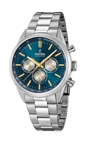 Festina Herren Analog Quarz Uhr F16820/C mit Edelstahl Armband - Elegante Herren Armbanduhr mit silbernem Edelstahlgehäuse, 5 bar Wasserdichtigkeit und Quarz Uhrwerk – perfekt für den täglichen Gebrauch.
