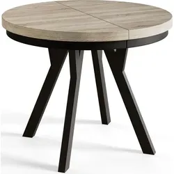 Runder Esszimmertisch EVO, ausziehbar 90-190 cm - Esstisch aus hochwertigem SONOMA Holz, ideal für Familienfeiern. Mit modernem Design und flexibler Ausziehfunktion für zusätzlichen Platz.