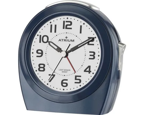 Atrium Wecker Analog Quarz Dunkelblau mit Nachtlicht und Snooze - Eleganter Wecker mit lautlosem Quarzwerk, zuschaltbarem Nachtlicht und Snooze-Funktion. Ideal für Senioren dank gut ablesbarem Ziffernblatt und großen Bedienelementen.