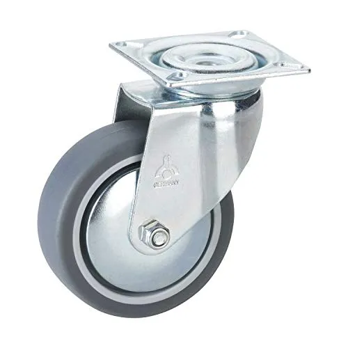 Dörner + Helmer 770511C Lenkrolle mit Anschraubplatte, 100x25mm/Platte 60x60mm, ohne Feststellung