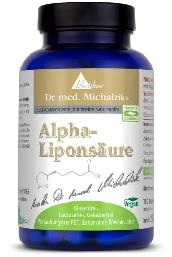 Alpha-Liponsäure Dr. med. Michalzik - 180 vegane Kapseln - Antioxidant Alpha-Liponsäure, 200 mg pro Kapsel, 100% vegan & ohne chemische Zusatzstoffe, ideal für gesunde Ernährung und Lebensstil.