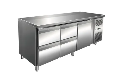 Edelstahl Kühltisch Kühltheke 4 Schubladen/ 1 Tür 231 L -2/+8°C Umluftkühlung