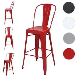 4er-Set Barhocker HWC-A73 in rot von Mendler