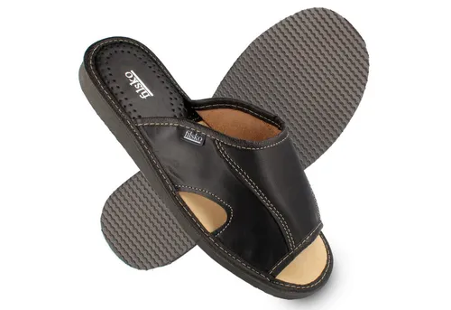 filsko® Bleik Herren Slippers aus Naturleder - Halb offene Hausschuhe in den Größen 40 bis 47 EU, mit rutschhemmender EVA Sohle für optimalen Tragekomfort und einfach zu reinigendem Rindsleder.