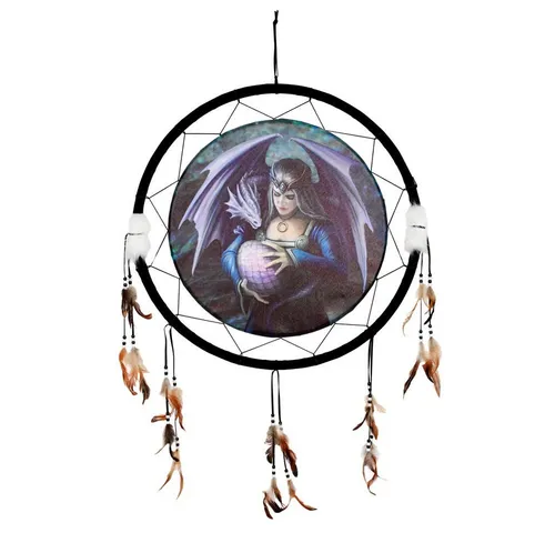 Wanddekoobjekt Traumfänger Drache - Siblings by Anne Stokes - Deko-Objekte mit fantastischem Drachen- und Magierin-Motiv, ideal für Fantasy-Liebhaber. Entdecken Sie auch weitere einzigartige Traumfänger in unserem Sortiment.