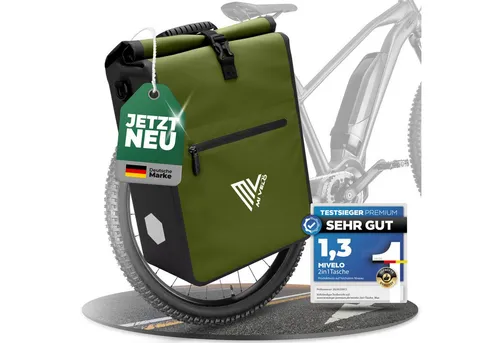 MIVELO 2in1 Fahrradtasche für Gepäckträger - 100% wasserdicht (Grün, 25L) - Fahrradtaschen, multifunktional & stylisch, ideal für jede Wetterlage. 2 in 1: als Gepäckträgertasche oder Schultertasche nutzbar. 100% wasserdicht und leicht zu reinigen!