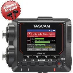 Tascam Audio-Recorder FR-AV2 2-Kanal Feldrecorder mit In-Ear Kopfhörern – Schwarz - Professioneller 2-Kanal Feldrecorder mit herausragender Audioqualität bis 192 kHz. Ideal für Film- und Rundfunkaufnahmen, dank robuster Bauweise und intuitiver Bedienung.