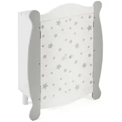 CHIC2000 Puppenkleiderschrank Stars Grau - Puppenschrank mit Kleiderstange und 3 Kleiderbügeln, ideal für die Aufbewahrung von Puppenkleidung. Perfekt für Kinder ab 3 Jahren!