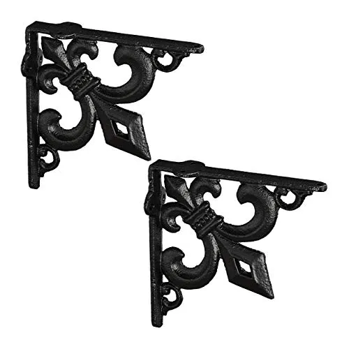 Relaxdays 4 x Regalwinkel Gusseisen antik schwarz - Set aus 4 dekorativen Regalwinkeln im antiken Look. Ideal zur flexiblen Anbringung von Regalböden und zur Schaffung nostalgischer Akzente in Ihrem Wohnraum. Robustes Gusseisen mit opulentem Lilienornament für einen rustikalen Charme.