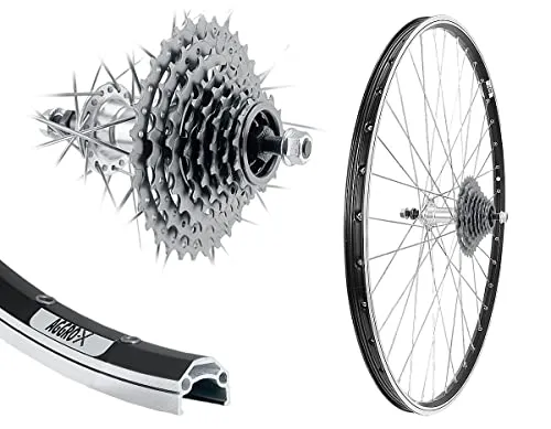 AGGRO-X 27,5 Zoll Alu Hinterrad mit 24 Gängen - Laufrad mit Hohlkammer und Felgenbremse, ideal für anspruchsvolle Mountainbike-Fahrer und optimiert für Shimano 8-fach Zahnkranz.