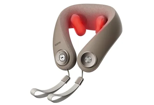 RENPHO R-L001 Nackenmassagegerät mit Wärme - Kabelloses Nackenmassagegerät in Braun, 11 cm hoch, bietet entspannende Knetmassage für Kopf und Schultern – ideal für eine wohltuende Auszeit.