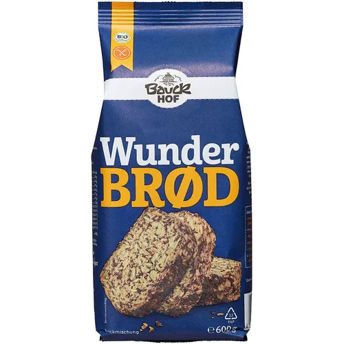 Bauckhof WunderBRØD - Glutenfreie Backmischung nach norwegischer Rezeptur, reich an Ballaststoffen und hochwertigen Zutaten für eine gesunde Ernährung.