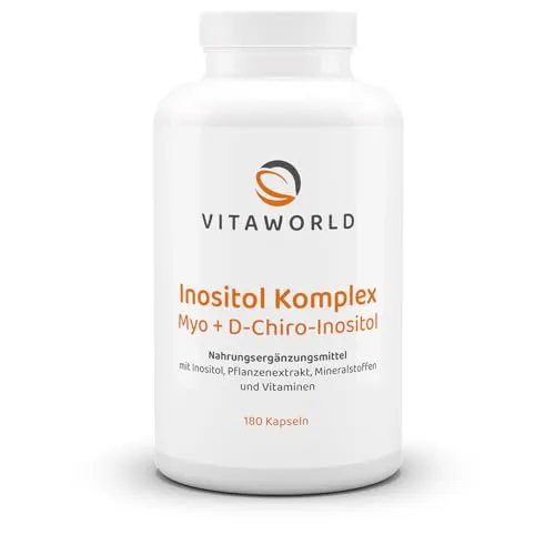 vitaworld Inositol Komplex für Frauen – 180 vegane Kapseln - Pflanzliches Ergänzungsmittel mit Myo- & D-Chiro-Inositol, Mönchspfeffer und Ginkgo für hormonelle Balance und Unterstützung in sensiblen Phasen des weiblichen Alltags.