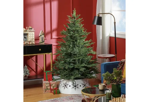 HOMCOM künstlicher Weihnachtsbaum 150 cm - Realistischer Christbaum - Künstlicher Weihnachtsbaum mit 1724 realistischen Spitzen und klappbarem Metallständer. Schneller Aufbau in nur 10 Minuten, flammhemmend für sichere Festtage.