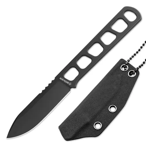 Böker SOLINGEN BFF Packlite Allblack – EDC Outdoormesser mit Kydex-Scheide - Feststehendes Messer mit 6,5 cm MagnaCut Klinge, ideal für Outdoor-Aktivitäten. Leichter Richlite Griff und tragbar mit Kydex-Scheide – perfekt für den täglichen Einsatz.
