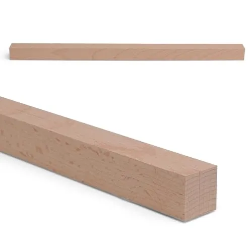Woodsellers Buche nach Maß 25 x 25 mm [350–1000 mm Länge wählbar] – Holzleiste aus Massivholz (gehobelt & rechtwinklig) – technisch getrocknet & verleimfertig (naturbelassen, 25 x 25 x 950mm)