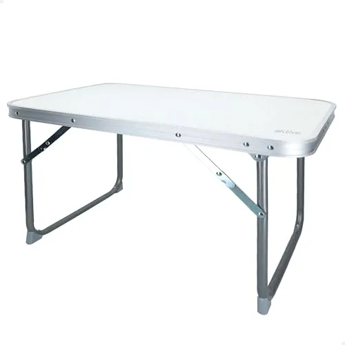 AKTIVE Klappbarer Strandtisch 60x40cm – Praktischer Campingtisch in Weiß