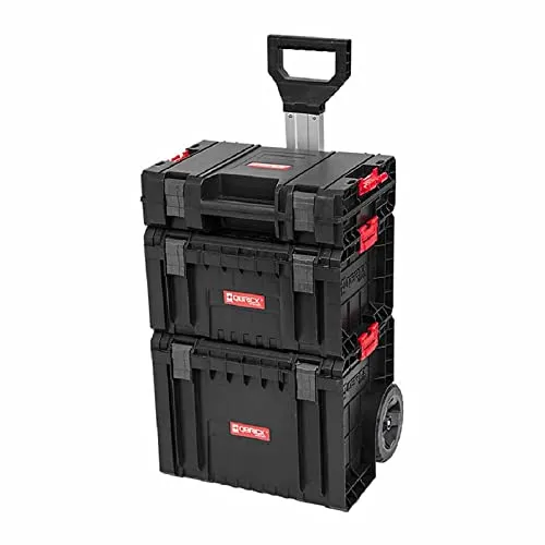 Qbrick Werkzeugkoffer Werkzeugtrolley Organizer Z254935PG001 - Werkzeugkoffer mit Arbeitsplatte und 7 Schubladen, wasserfest und kratzresistent, ideal für Profis und Heimwerker, perfekt organisiert und mobil dank Rollen.