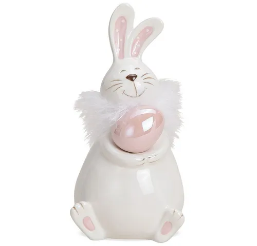 matches21 HOME & HOBBY Dekofigur Osterhasen mit Ei Keramik 2 Größen (1 St)