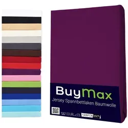 Buymax Spannbettlaken StyleHeim Jersey aus 100% Baumwolle, Jersey, Gummizug: Rundumgummi, Pflegeleicht und Atmungsaktiv in Verschiedenen Farben und Größen lila 90 cm x 200 cm