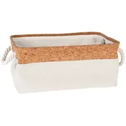 Aufbewahrungskorb mit Griffen aus Seil und Korkdeckel, 36 x 25 x 17 cm - Aufbewahrungsboxen - Ästhetischer Korb für vielseitige Nutzung, ideal für Spielzeug oder Accessoires, aus langlebigem Polyester und elegantem Kork gefertigt.