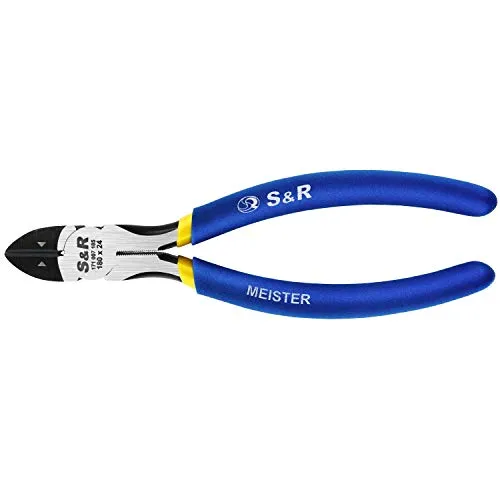 S&R Seitenschneider 180x24 mm, 55 High Carbon Stahl, phosphatierte Schneidbacken, mit integrierter Zange, doppelt ummantelte Griffe