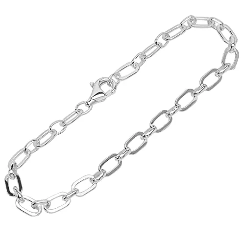NKlaus Armband 925 Sterling Silber 19cm Figaro Ankerkette halbrund Damen Armbandkette 12386