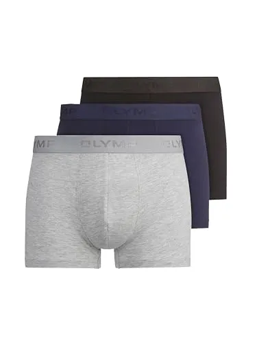 OLYMP Herren Boxershorts 3er-Set - Herren-Boxershorts in anliegender Passform, ideal für den Alltag. In klassischem schwarz, marine und grau, bieten sie höchsten Tragekomfort.
