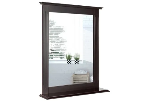 COSTWAY Badezimmerspiegel mit Ablage - Badspiegel mit hochwertigem Glas und MDF, feuchtigkeitsbeständig, elegantes Design und praktische Ablage für Ihre Pflegeprodukte.