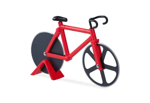relaxdays Pizzaschneider Fahrrad Pizzaschneider, rot