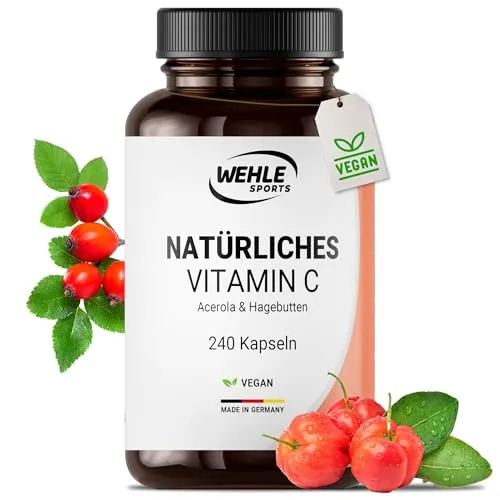 Vitamin C hochdosiert – 240 vegane Kapseln mit Acerola & Hagebutten - Vitamin C Präparate: 400mg Vitamin C pro Tagesdosis, vegan, laborgeprüft und unterstützt das Immunsystem sowie den Energiestoffwechsel – ideal für Ihre Gesundheit!