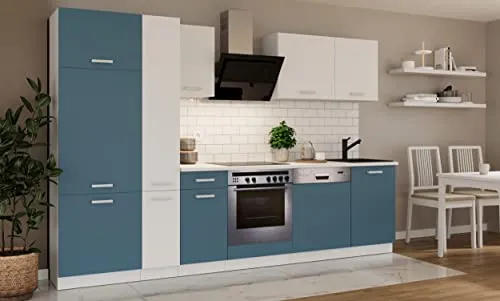 Küchen-preisbombe Küche Toni 300 cm - Küchenzeilen: Stilvolle Küchenzeile in Skagerrak Blau, variabel stellbare Schränke bieten optimalen Stauraum und höchste Qualität zum fairen Preis.