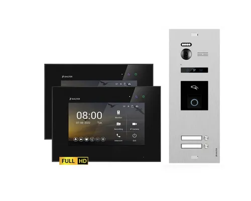 BALTER EVO HD Silber Video Türsprechanlage Fingerprint Set 2 Teilnehmer 2x7