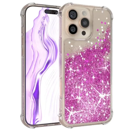 EAZY CASE - Glitzer Hülle - kompatibel mit iPhone 16 Pro Max Handyhülle für Apple iPhone 16 Pro Max Hülle Silikon leichtes Shiny Cover stoßfestes Phone Case als Fallschutz in Liquid - Lila