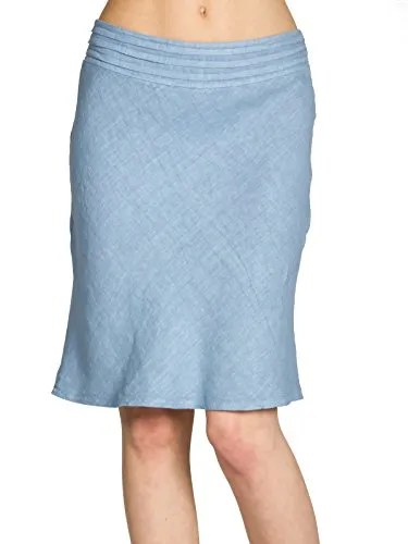 Caspar RO021 eleganter Damen Leinenrock, Farbe:Jeans blau, Größe:42