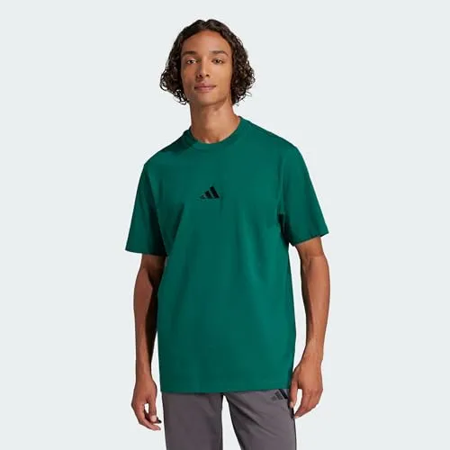 adidas Men's Essentials SMALL Logo Single Jersey Tee, Collegiate Green/Black, S