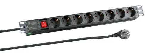 19“ Steckdosenleiste 8-fach CEE 7/3 mit Schalter