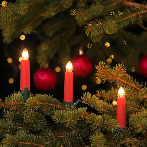CLGarden Premium NARVA Kerzen Lichterkette 30 Schaftkerzen in rot von CLGarden